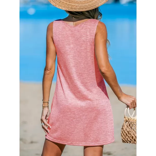 imageCUPSHE Womens Swimsuit Coverup Sleeveless Beach Cover Ups Twisted Basic Mini DressPink