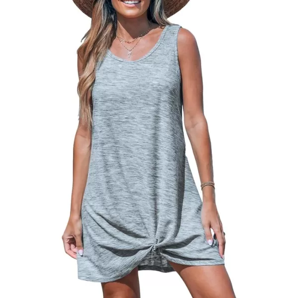imageCUPSHE Womens Swimsuit Coverup Sleeveless Beach Cover Ups Twisted Basic Mini DressSlate Gray