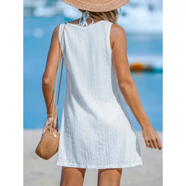 imageCUPSHE Womens Swimsuit Coverup Sleeveless Beach Cover Ups Twisted Basic Mini DressWhite2