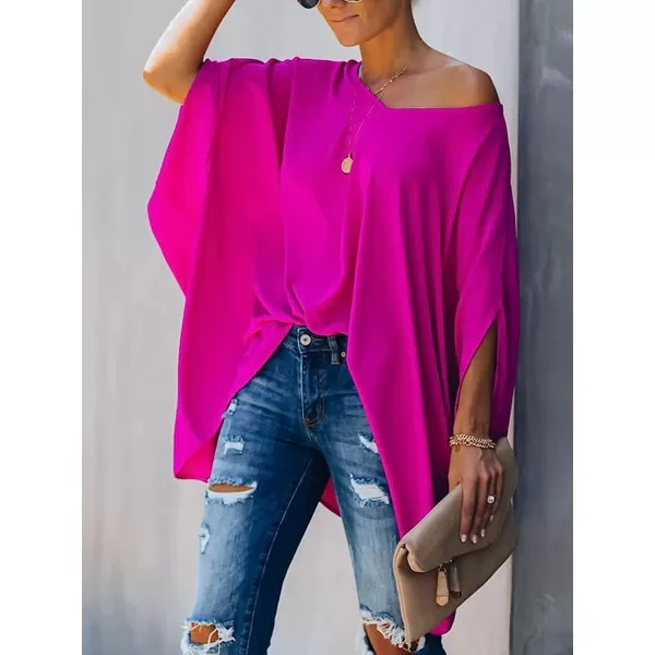 imageCUPSHE Womens T Shirt Tops Hot Pink Loose Waist Short SleevesHot Pink