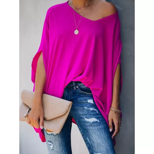 imageCUPSHE Womens T Shirt Tops Hot Pink Loose Waist Short SleevesHot Pink