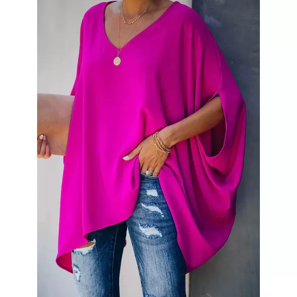 imageCUPSHE Womens T Shirt Tops Hot Pink Loose Waist Short SleevesHot Pink