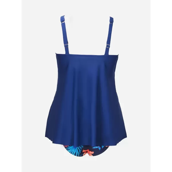 imageCUPSHE Womens Tankini Set Two Piece Swimsuit High Waisted Square Neck Ruffle Wide Adjustable StrapsBerry BlueFloral
