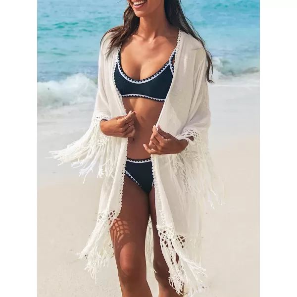 imageCUPSHE Womens Tassel Long Kimono Cardigans Beach Swimsuit Bikini Cover UpApriot