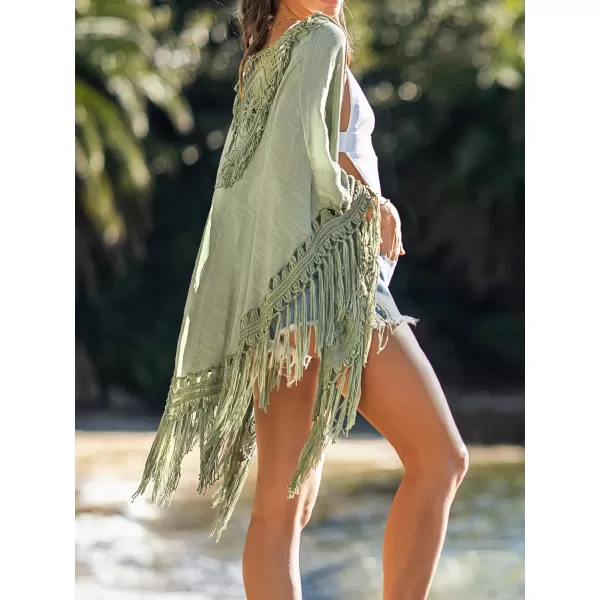 imageCUPSHE Womens Tassel Long Kimono Cardigans Beach Swimsuit Bikini Cover UpGreen