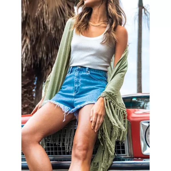 imageCUPSHE Womens Tassel Long Kimono Cardigans Beach Swimsuit Bikini Cover UpGreen
