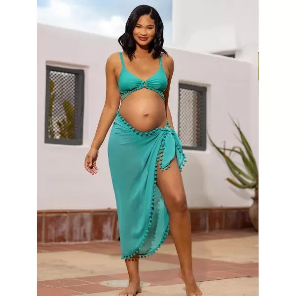 imageCUPSHE Womens Tie Side CoverUp Sarong Midi Dress Beachwear with HighRise WaistGreen
