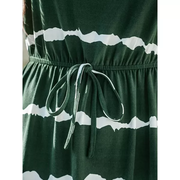 imageCUPSHE Womens TieDye Drawstring Mini Dress Sleeveless Scoop Neck Dresses Casual SummerGreen