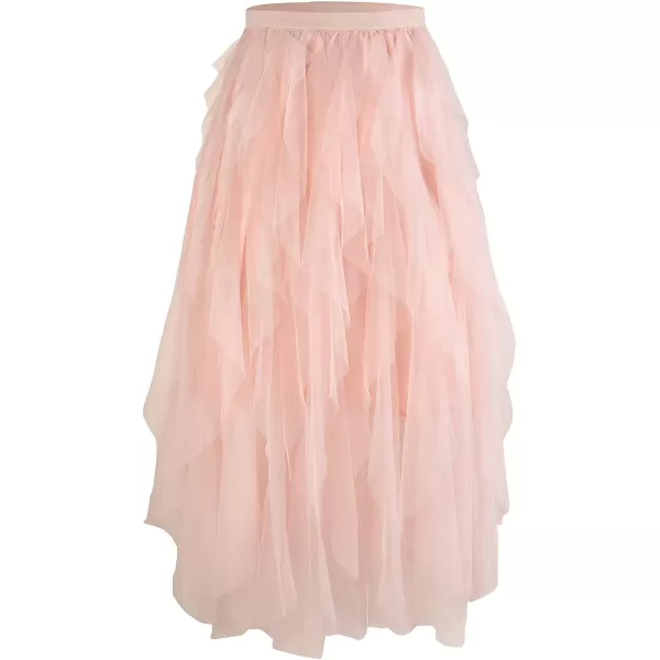 imageCUPSHE Womens Tiered Layered Tutu Mesh Skirt Mesh Party Tulle Tutu Aline Midi SkirtPink