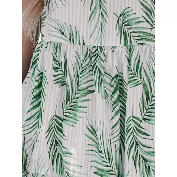 imageCUPSHE Womens Tropical Leaf Print Striped Mini Dress Sleeveless Dresses Casual SummerWhite