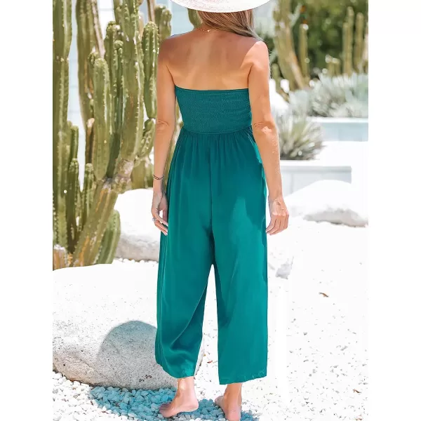 imageCUPSHE Womens Tube Bow Knotted Sleeveless Long Romper Summer Casual Overalls Maxi JumpsuitGreen