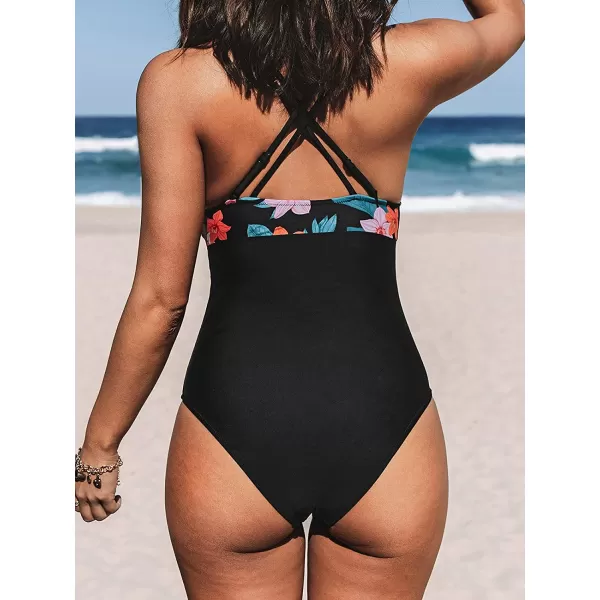 imageCUPSHE Womens Tummy Control One Piece Swimsuit with ORingBlack