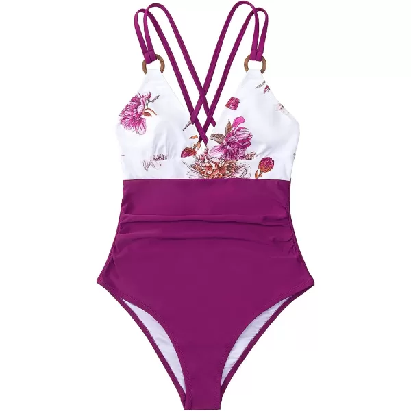 imageCUPSHE Womens Tummy Control One Piece Swimsuit with ORingMagenta