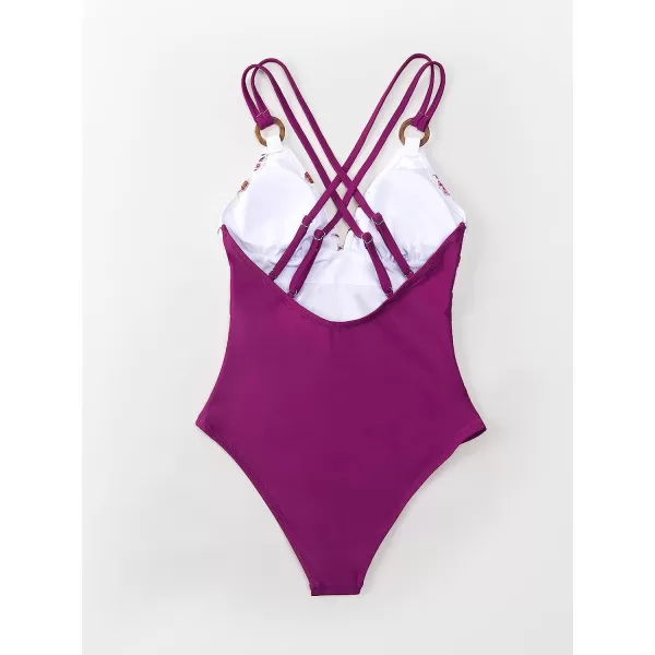 imageCUPSHE Womens Tummy Control One Piece Swimsuit with ORingMagenta