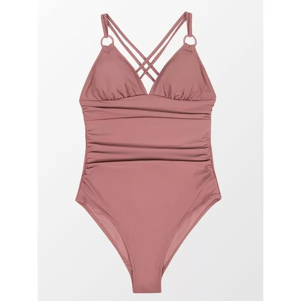 imageCUPSHE Womens Tummy Control One Piece Swimsuit with ORingMauve