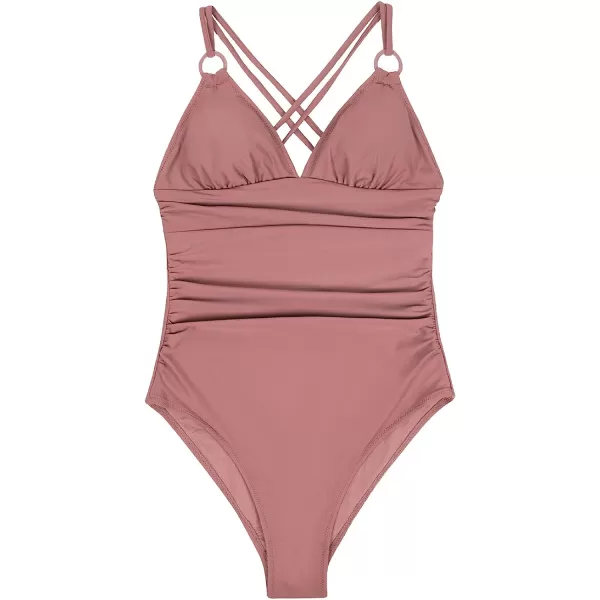 imageCUPSHE Womens Tummy Control One Piece Swimsuit with ORingMauve