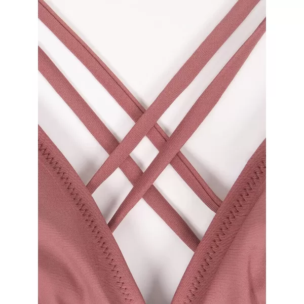 imageCUPSHE Womens Tummy Control One Piece Swimsuit with ORingMauve