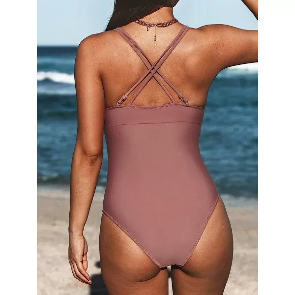 imageCUPSHE Womens Tummy Control One Piece Swimsuit with ORingMauve