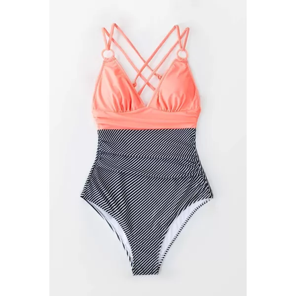 imageCUPSHE Womens Tummy Control One Piece Swimsuit with ORingMulticolor