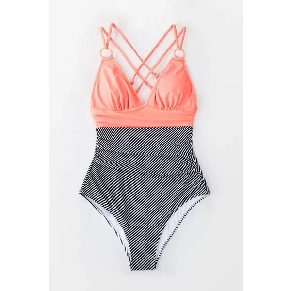 imageCUPSHE Womens Tummy Control One Piece Swimsuit with ORingMulticolor