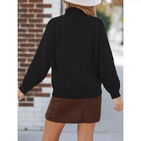 imageCUPSHE Womens Turtleneck Long Sleeve Chunky Knit Pullover Sweater Jumper Tops Loose OversizedBlack