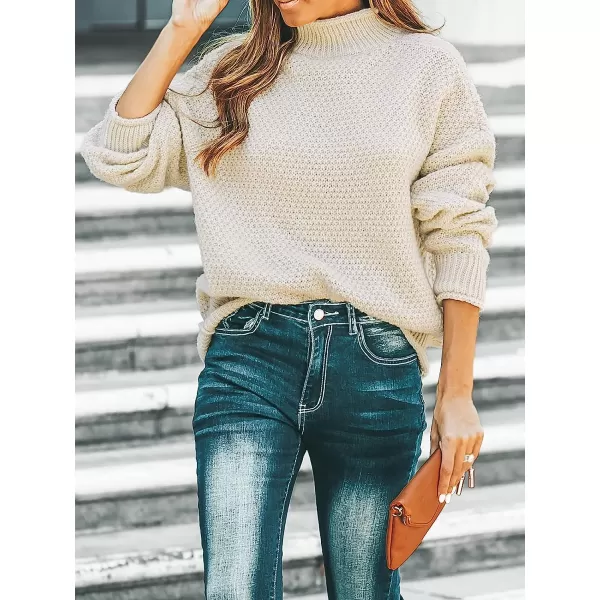 imageCUPSHE Womens Turtleneck Ribbed Knit Sweaters Fall Warm Pullover with Long SleevesWhite