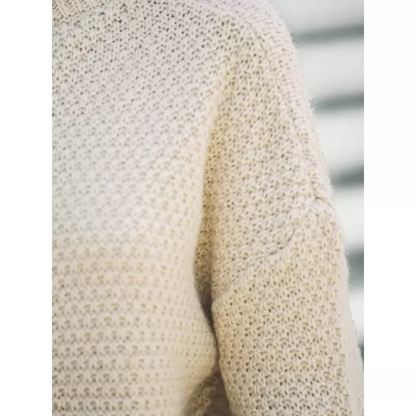 imageCUPSHE Womens Turtleneck Ribbed Knit Sweaters Fall Warm Pullover with Long SleevesWhite