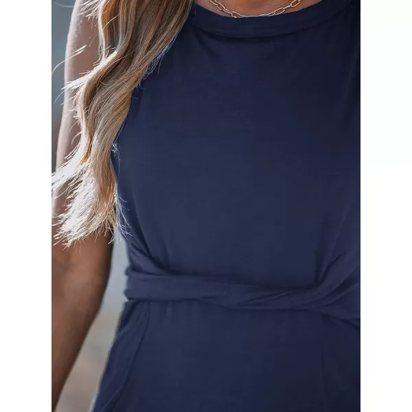 imageCUPSHE Womens Twisted Tank Dress Sleeveless Crew Neck Dresses Casual SummerBlue