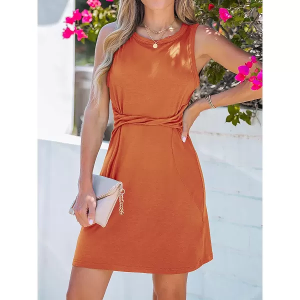 imageCUPSHE Womens Twisted Tank Dress Sleeveless Crew Neck Dresses Casual SummerOrange