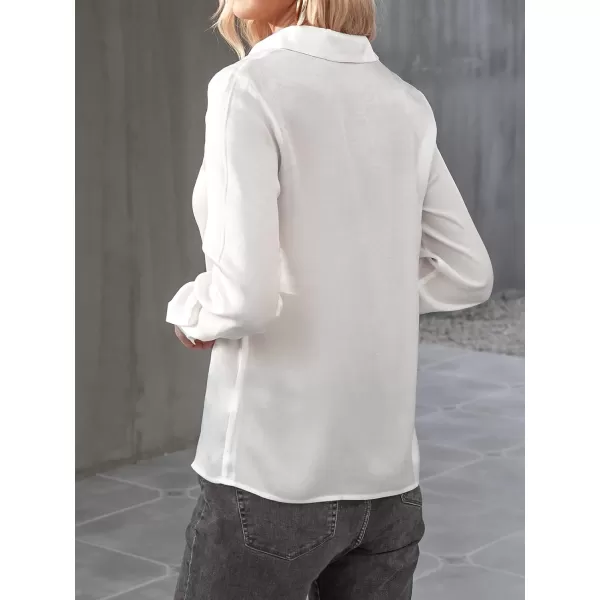 imageCUPSHE Womens Twisted V Neck Pullover Shirt Top Solid Long Sleeve Casual BlouseWhite
