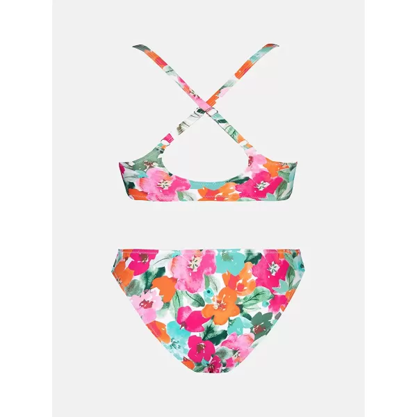 imageCUPSHE Womens Two Piece Bikini Set Floral Print Knot Bunny TieBright Floral Print