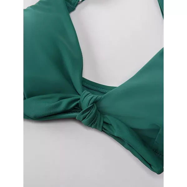 imageCUPSHE Womens Two Piece Bikini Set Floral Print Knot Bunny TieDark Green