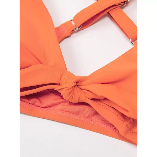 imageCUPSHE Womens Two Piece Bikini Set Floral Print Knot Bunny TieOrange