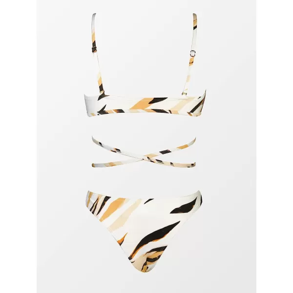 imageCUPSHE Womens Two Piece Deep V Neck Self Tie Cheeky Bikini SetAnimal Print