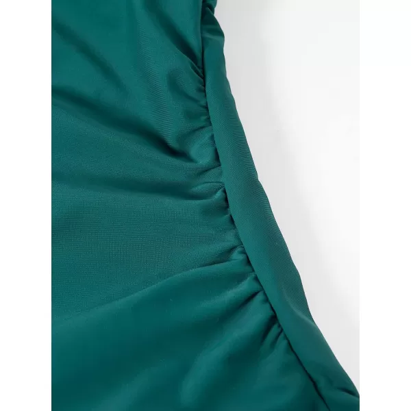 imageCUPSHE Womens Two Piece Halter Ruched Cut Out Low Back Tankini SetPine Green