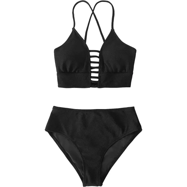 imageCUPSHE Womens Two Piece High Waisted Bikini SetBlack