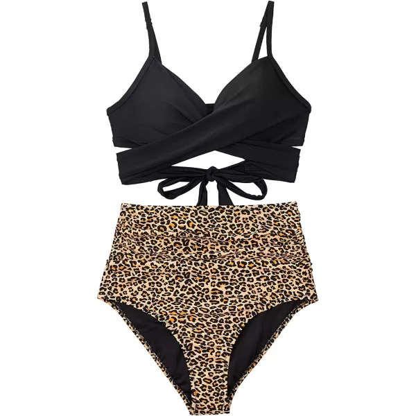 imageCUPSHE Womens Two Piece High Waisted Bikini SetBlack