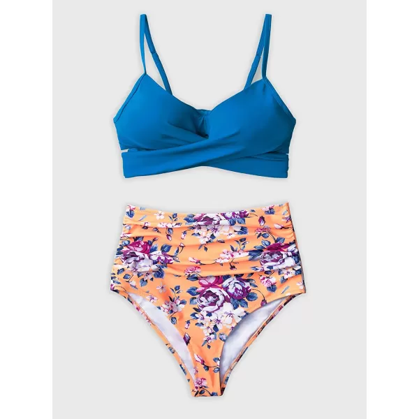 imageCUPSHE Womens Two Piece High Waisted Bikini SetBlue