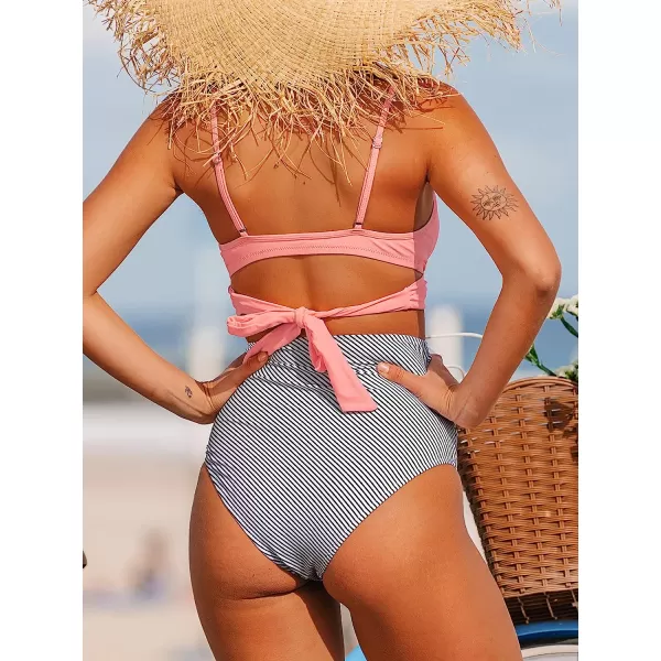 imageCUPSHE Womens Two Piece High Waisted Bikini SetCarnation Pink