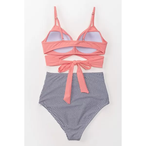 imageCUPSHE Womens Two Piece High Waisted Bikini SetCarnation Pink