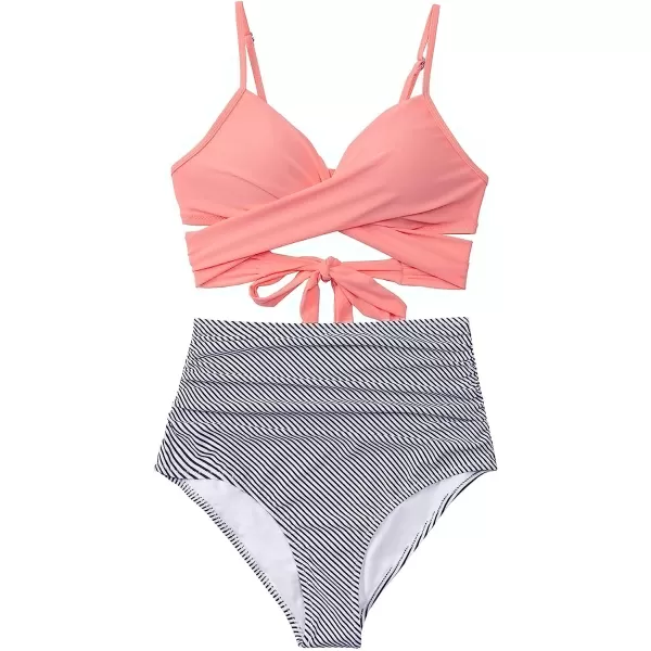 imageCUPSHE Womens Two Piece High Waisted Bikini SetCarnation Pink