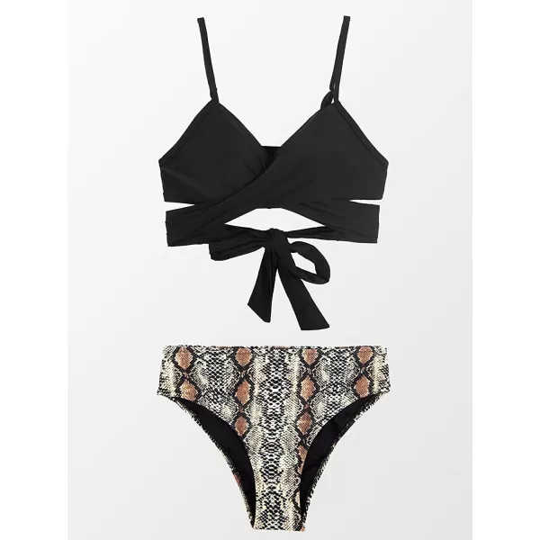 imageCUPSHE Womens Two Piece High Waisted Bikini SetMulticolor
