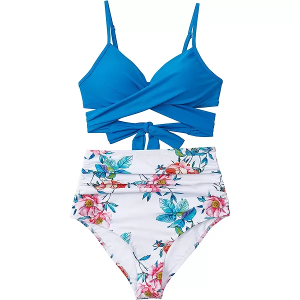 imageCUPSHE Womens Two Piece High Waisted Bikini SetNavy Blue