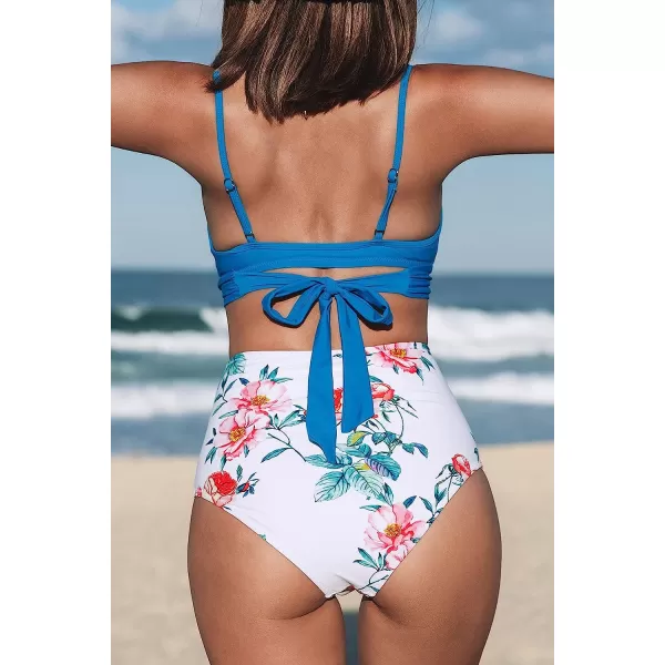 imageCUPSHE Womens Two Piece High Waisted Bikini SetNavy Blue
