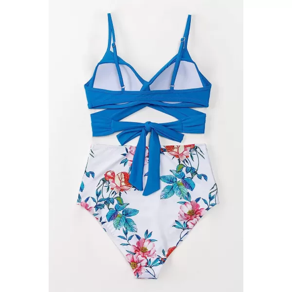 imageCUPSHE Womens Two Piece High Waisted Bikini SetNavy Blue