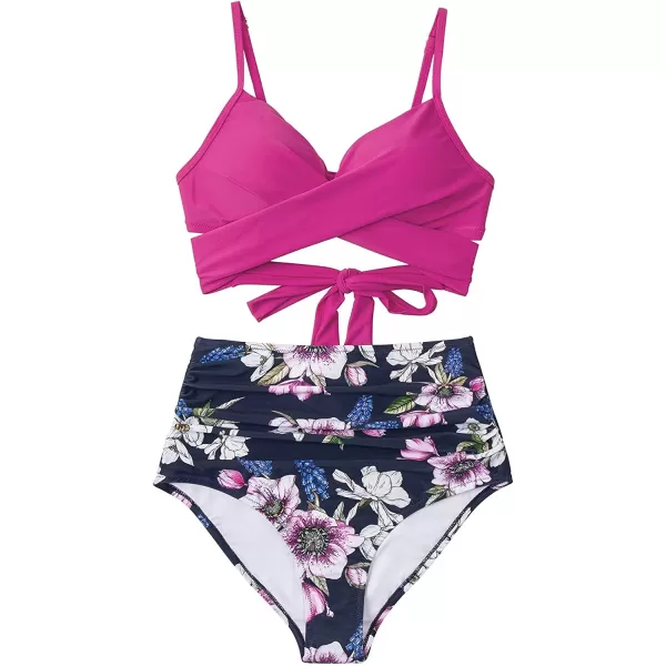imageCUPSHE Womens Two Piece High Waisted Bikini SetPink