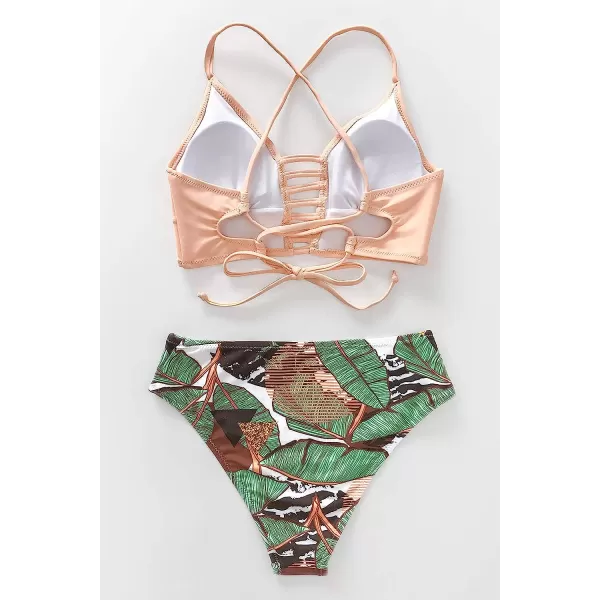 imageCUPSHE Womens Two Piece High Waisted Bikini SetPink
