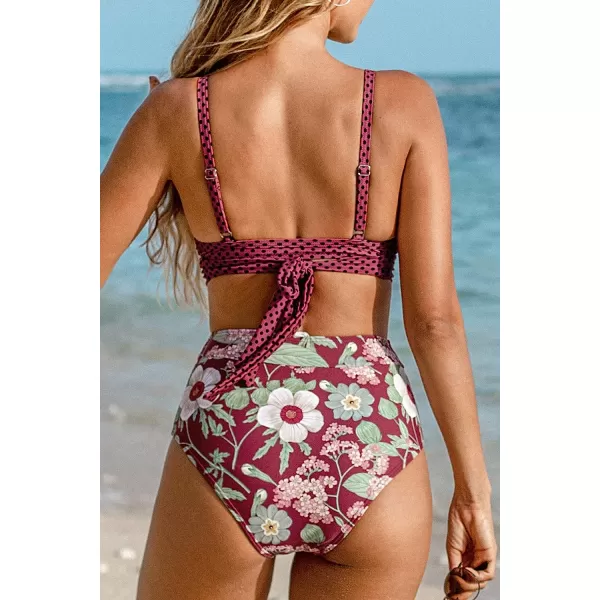 imageCUPSHE Womens Two Piece High Waisted Bikini SetRed
