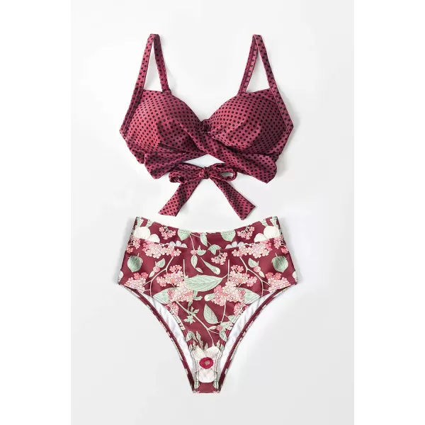 imageCUPSHE Womens Two Piece High Waisted Bikini SetRed