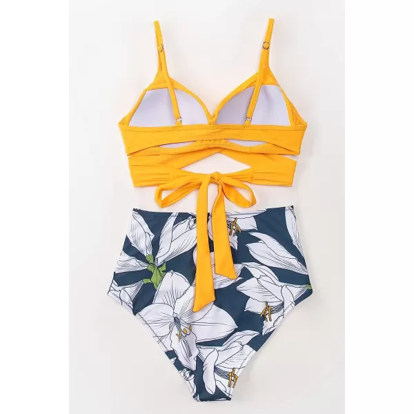 imageCUPSHE Womens Two Piece High Waisted Bikini SetYellow